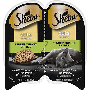 Sheba Perfect Portions Wet Cat Food Cuts in Gravy Twin-Pack Trays - Tender Turkey