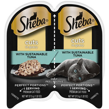 Sheba Perfect Portions Cat Food Cuts in Gravy Twin-Pack Trays - Sustainable Tuna