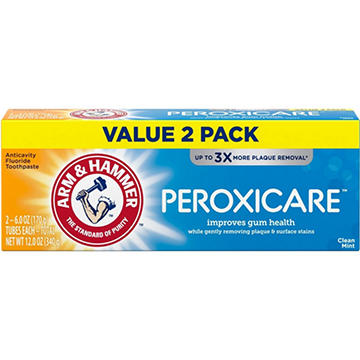 Arm & Hammer Peroxicare Anticavity Fluoride Toothpaste - Clean Mint, 2 Pk
