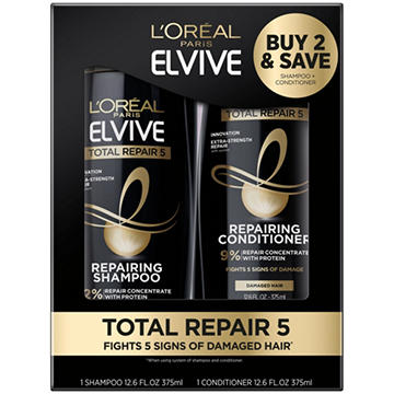 L'Oréal Paris Elvive Total Repair 5 Repairing Shampoo and Conditioner Set