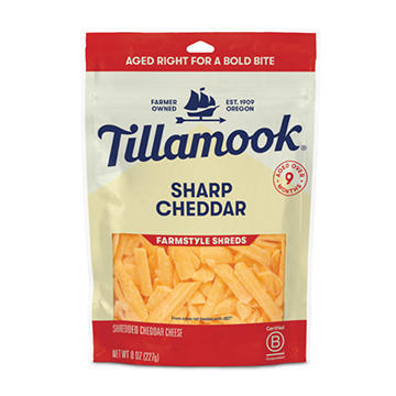 Tillamook Sharp Cheddar Shredded Cheese, Thick Cut