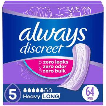 Always Discreet Adult Incontinence Pads for Women - Heavy Absorbency, Long Length