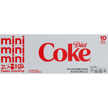 Diet Coke Soda Soft Drink 10 pk Mini Cans