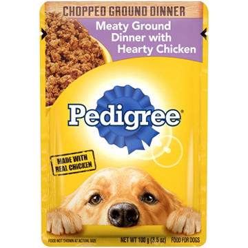 Pedigree Chopped Ground Dinner Adult Soft Wet Dog Food - Hearty Chicken