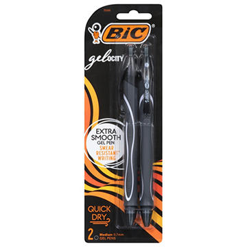 BIC Gel-ocity Quick Dry 0.7mm Retractable Gel Pens - Black Ink