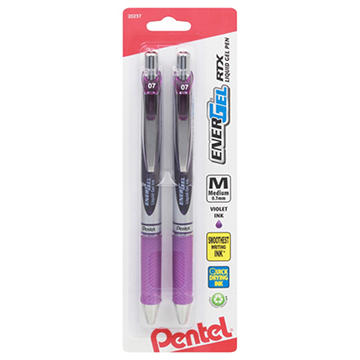 Pentel EnerGel RTX 0.7mm Retractable Liquid Gel Pens - Violet Ink