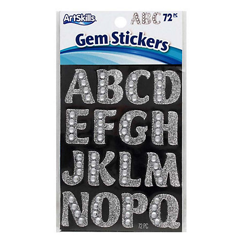 Artskills Gem Alphabet Stickers Large 1 14 Custom Silver Pack Of 72 -  Office Depot
