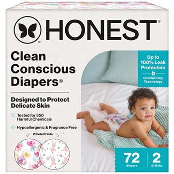 The Honest Company Clean Conscious Diapers, Tutu Cute + Rose Blossom Print - Size 2