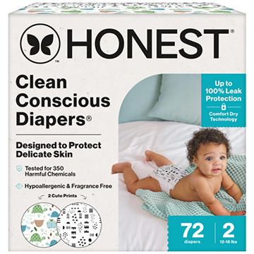 The Honest Company Clean Conscious Diapers,Turtle Time + Pattern Play - Size 2