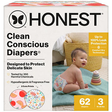 The Honest Company Clean Conscious Diapers, Just Peachy + Flower Power - Size 3