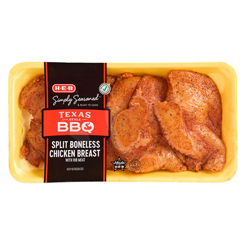 H-E-B Simply Seasoned Boneless Split Chicken Breasts - BBQ
