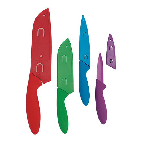 Cook N Home 02579 Stainless Steel Knife Set, Utility, Paring Vegetable, and Peeling, Green