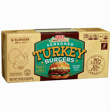 H-E-B Frozen Seasoned Turkey Burger Patties