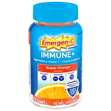 Emergen-C Immune+ Triple Action Immune Support Gummies, BetaVia (R), 750mg Vitamin C, B
Vitamins, Vitamin D and Antioxidants, Super Orange