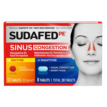 Sudafed PE Sinus Congestion Day + Night Tablets