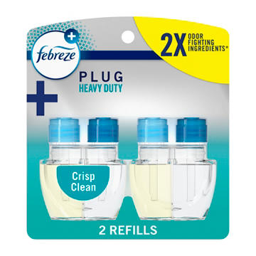 Febreze Plug In Air Freshener, Odor-Fighting Scented Oil Refill, Heavy Duty Crisp Clean