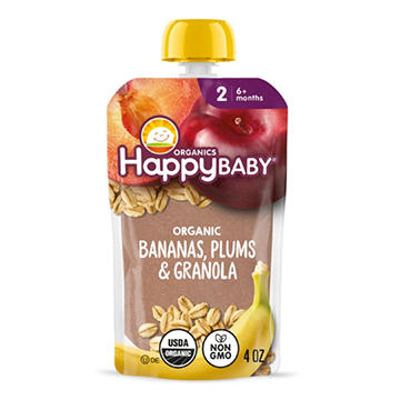 Happy Baby Organics Stage 2 Bananas Plums & Granola Organic Baby Meal