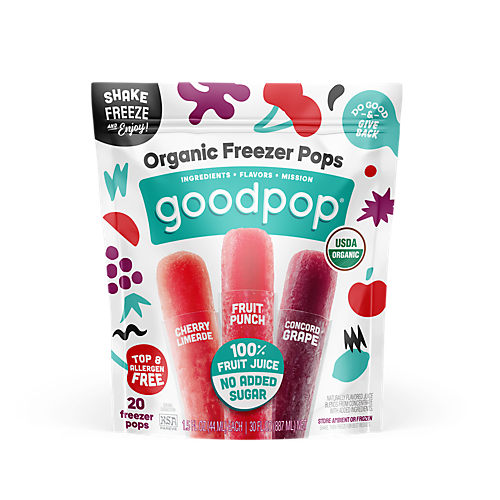 GoodPop Organic Assorted Freezer Pops, 1.5 Ounce - 20 per pack -- 6 packs  per case