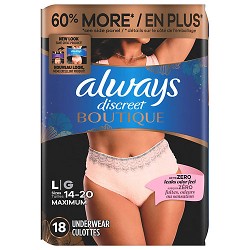 Always Discreet Boutique High-Rise Incontinence Underwear Size L - Shop  Incontinence at H-E-B