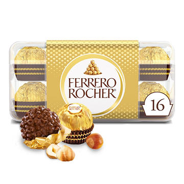 Ferrero Rocher Fine Hazelnut Chocolates Clear Gift Box, 16 pc