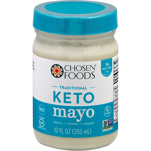 Chosen Foods Classic Keto Mayo, Non-GMO, Gluten Free, Dairy Free for  Sandwiches, Dressings, Sauces and Recipes, 12 Fl Oz (Pack of 6)