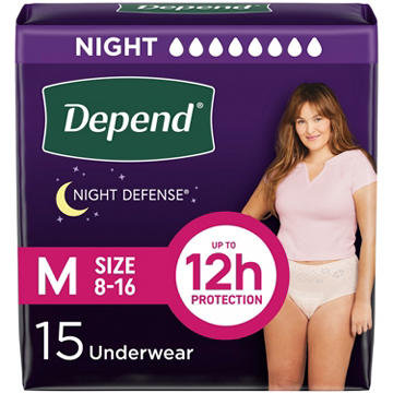 Depend Night Defense Adult Incontinence Overnight Underwear - Medium