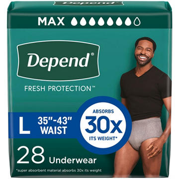 Depend Fresh Protection Men's Adult Incontinence Underwear -  L, Grey