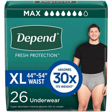 Depend Fresh Protection Men's Adult Incontinence Underwear - XL, Grey