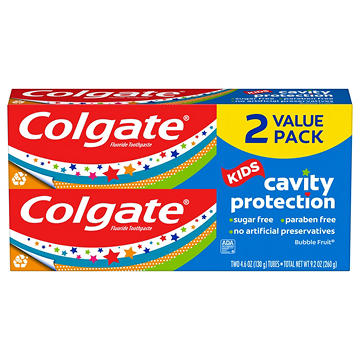 Colgate Kids Cavity Protection Toothpaste - Bubble Fruit, 2 Pk