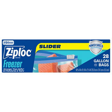Ziploc Gallon Freezer Slider Bags, Power Shield Technology