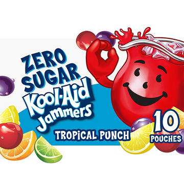 Kool-Aid Zero Sugar Jammers Tropical Punch Drink Pouches, 10 ct