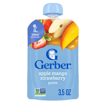 Gerber Stage 2 Baby Food Pouch - Apple Mango Strawberry Puree