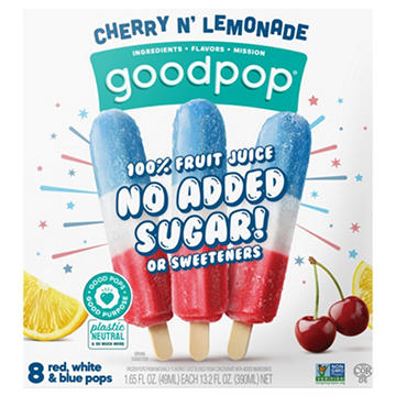 GoodPop No Added Sugar Cherry n' Lemonade Red, White & Blue Pops