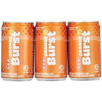 H-E-B Orange Burst Soda 6 pk Mini Cans