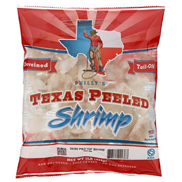 Philly Seafood Raw Texas White Shrimp, Farm Raised, 36-50 ct