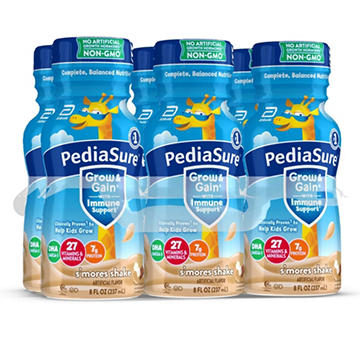 PediaSure Grow & Gain with Immune Support 7g Protein Shake for Kids - S'mores, 8 oz Bottles
