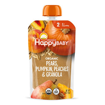 Happy Baby Clearly Crafted Stage 2 Meals Pears Pumpkin Peaches &