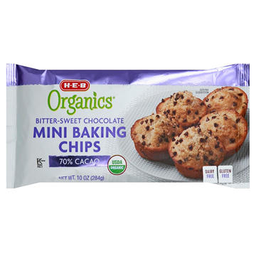 H-E-B Organics 70% Cacao Bittersweet Chocolate Mini Baking Chips