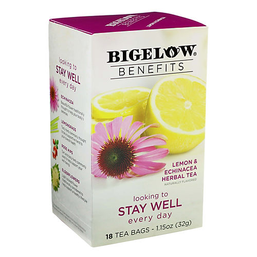 Bigelow Benefits Tea Bags Ginger & Peach Herbal Tea 18 ea — Gong's
