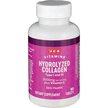 H-E-B Vitamins 3000 mg Hydrolyzed Collagen Plus C Tablets