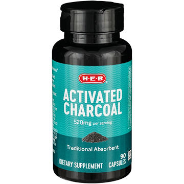 H-E-B Activated Charcoal Dietary Supplement Capsules - 520 mg