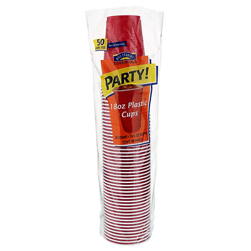 16-Ounce Plastic Party Cups in Red (50 Pack) Disposable Plastic
