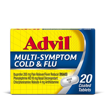 Advil Multi Symptom Cold and Flu Medicine with Ibuprofen, Phenylephrine HCL and Chlorpheniramine Maleate