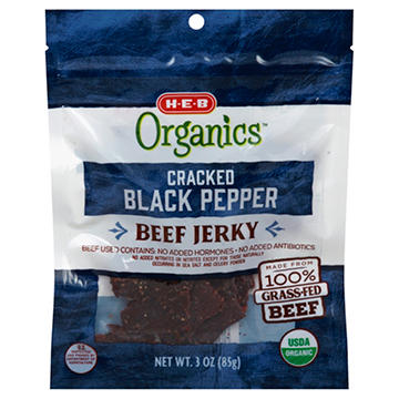 H-E-B Organics 9g Protein Cracked Black Pepper Beef Jerky