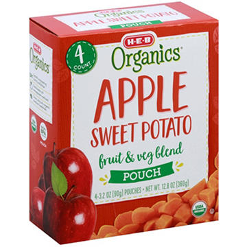 H-E-B Organics Blended Fruit & Veg Pouches - Apple Sweet Potato