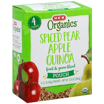 H-E-B Organics Blended Fruit & Grain Pouches - Pear Apple Quinoa