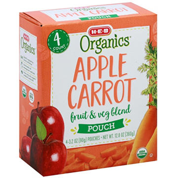 H-E-B Organics Blended Fruit & Veg Pouches - Apple Carrot