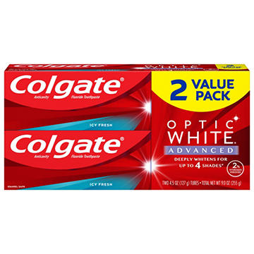 Colgate Optic White Advanced Anticavity Toothpaste - Icy Fresh, 2 Pk
