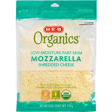 H-E-B Organics Low Moisture Part-Skim Mozzarella Shredded Cheese