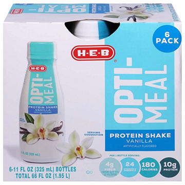 H-E-B Opti-Meal 10g Protein Shakes 6 pk Bottles - Vanilla